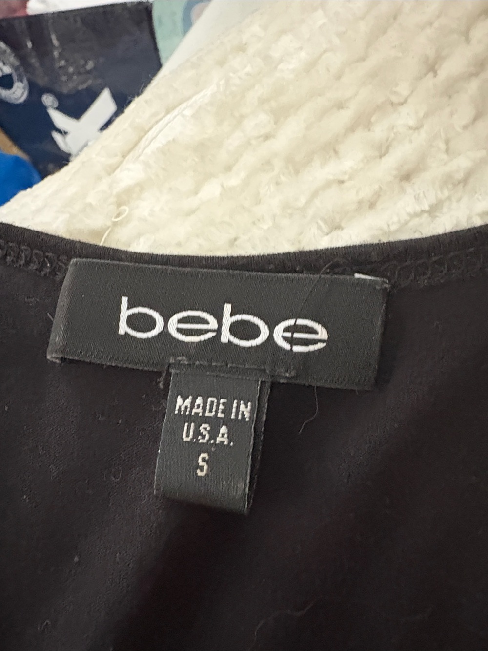 bebe Black Rhinestone Logo Tank Tunic Top - Picture 5 of 5